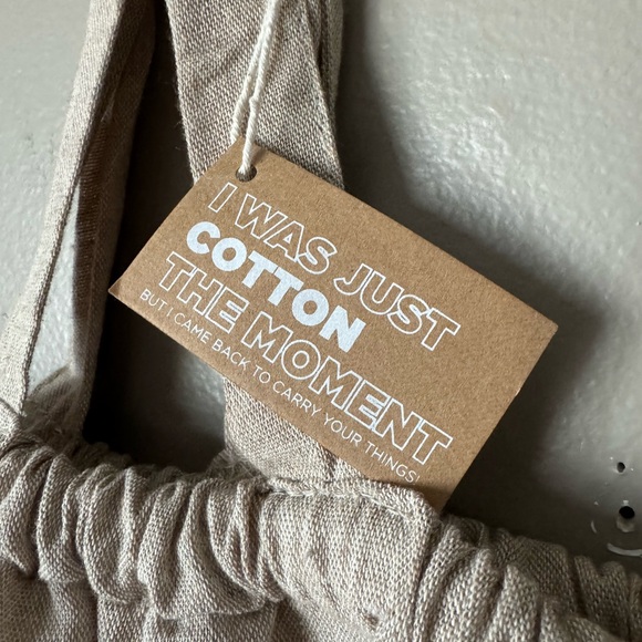 NEW Fisher Center Drawstring Backpack Bag Unisex Canvas Cotten Recycled Natural - Picture 5 of 7